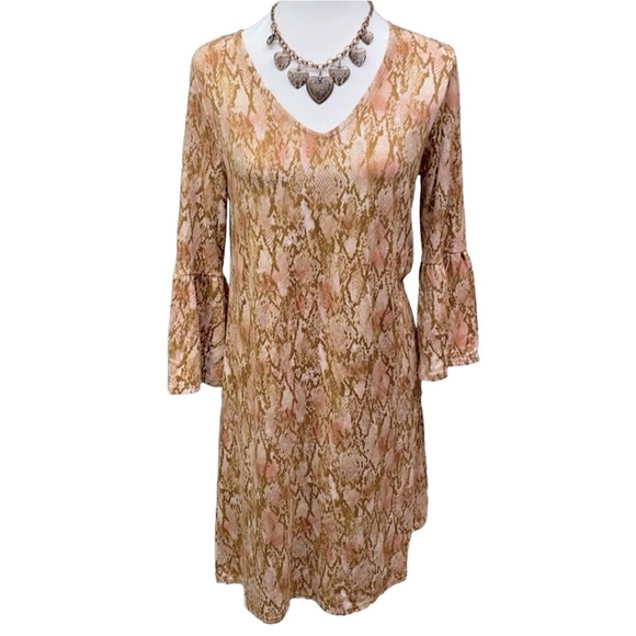 New Directions Snakeskin Print Shift Dress - Picture 2 of 5